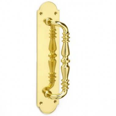1954R Ornate Pull Handle on Shaped Plate - 8 finishes